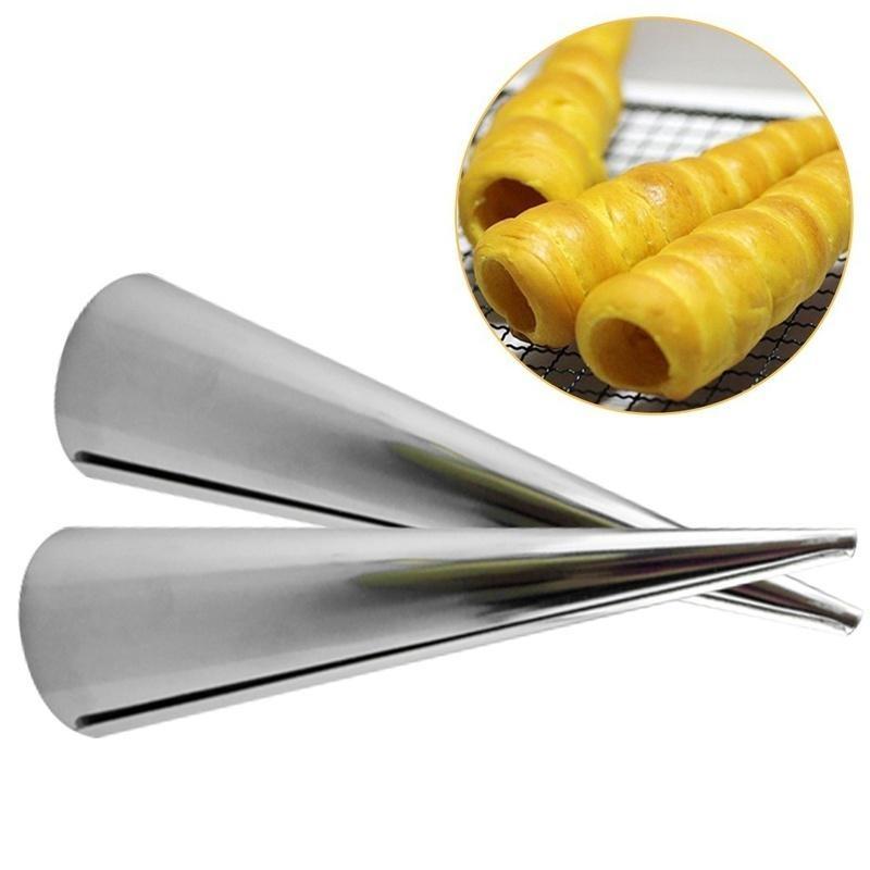 Hot Sale 3pcs / Lot Baking Cones Stainless Steel Spiral Croissant Tubes Horn Bread Pastry Making Cake Mold Baking Supplies