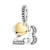 Orstarry S925 Silver Lucky Number 10,15,18,20 Heart Charm Anniversary Celebration Pendant DIY Jewelry Making