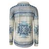 Ladies Casual Ethnic Print Fashion Large Size  V-neck Zipper Long-sleeved Blouse