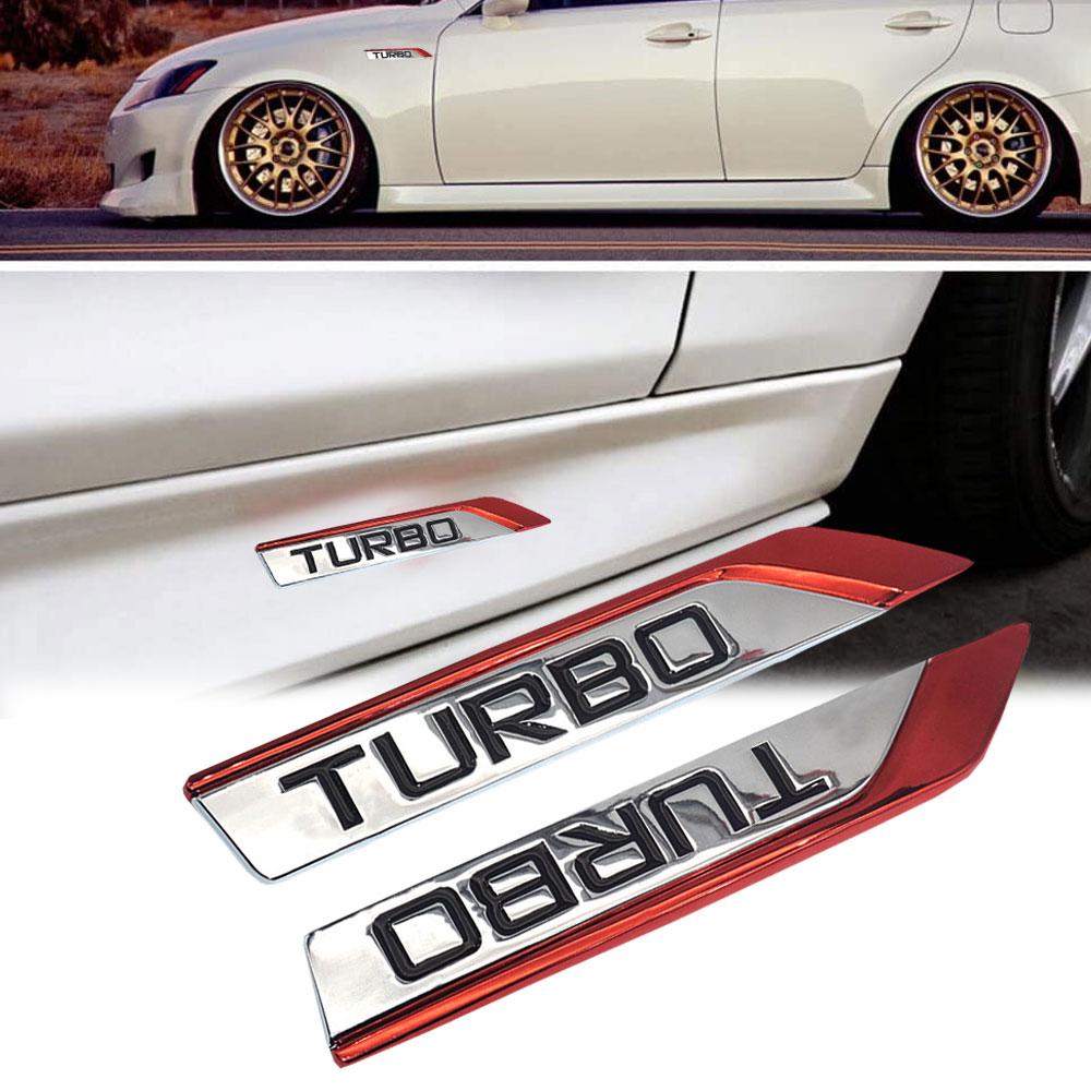 Lewy Prawy Czerwony Niebieski Uniwersalny Modyfikowany Naklejka Samochodowa Turbo Samochód Znak Boczny Metalowa Chromowana Naklejka 13.6cm X 2.2cm Zewnętrzna Naklejka Samochodowa