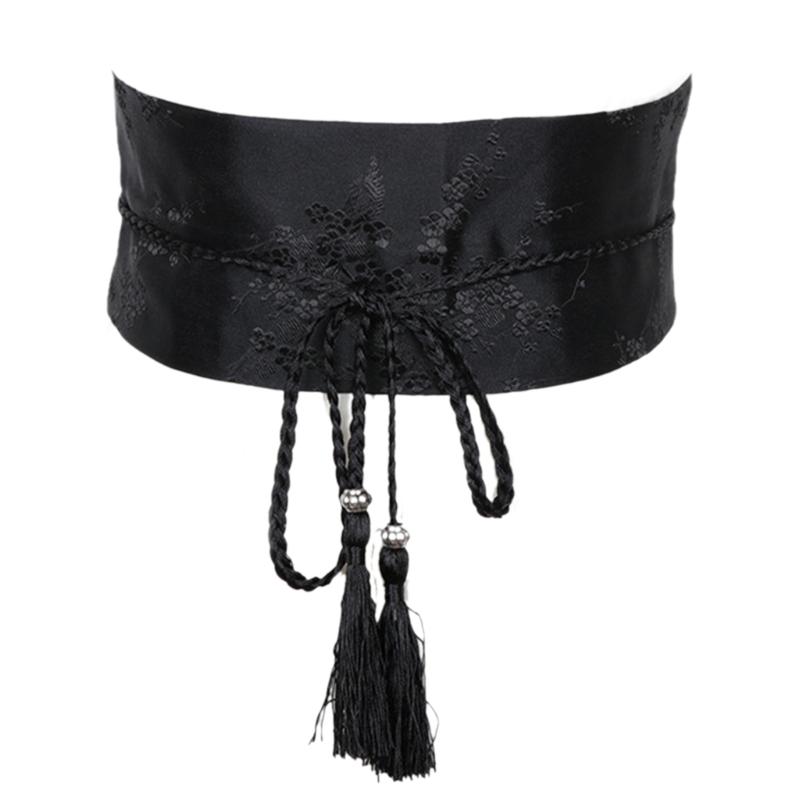 Japanese Style Clothing Kimono Wide Belt Women Sash Tie Streetwear Hanfu Belt Chinese Embroidered Fower Tassel Bandage Belt