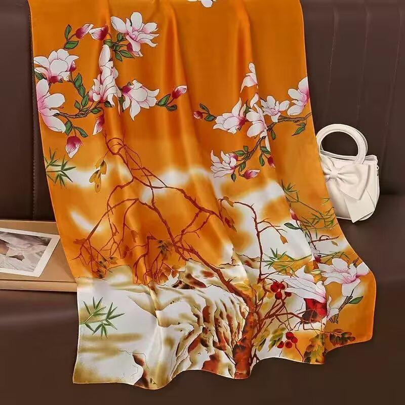 New Chunqiu Li brocade long silk scarf women's fashion versatile scarf foreign style beach shawl sun protection travel scarf