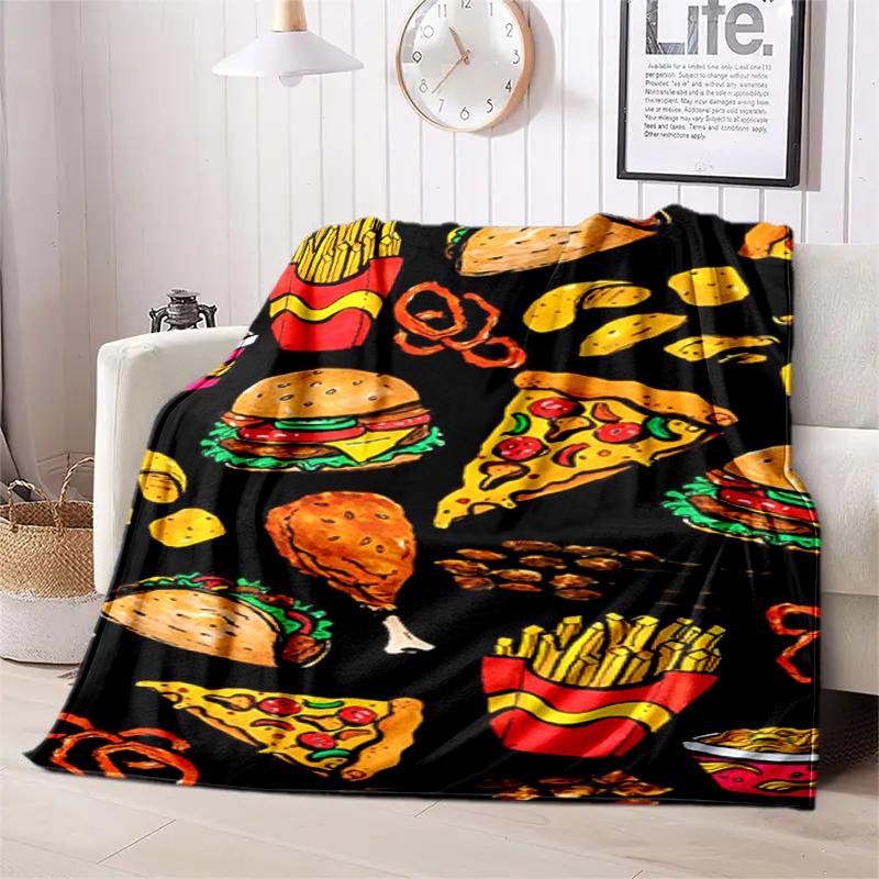 1PC Food Elements printed blanket, all season lightweight home office outdoor nap multifunctional blanket A2