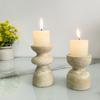 Beiger Travertin Naturstein Handgefertigt Langlebiger Kerzenhalter für Zuhause Hochzeit Osterparty Weihnachtsdekoration Marmor Kerzenglas