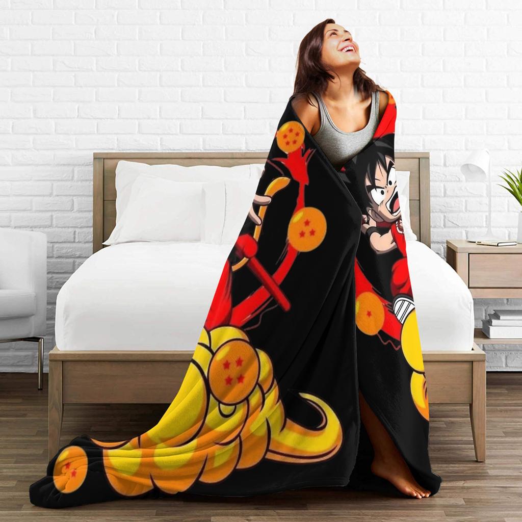 Goku Super Saiyan DBZ Flannel Blankets Novelty Throw Blankets for Bed Sofa Couch 200x150cm Rug Piece,