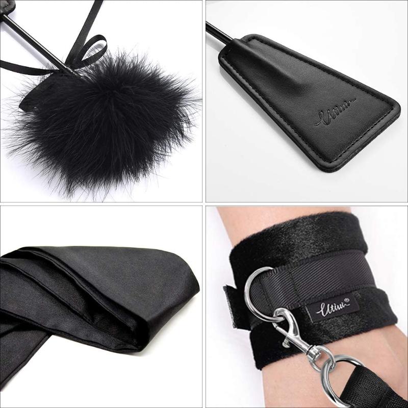 Sex Binding Love Bondage Suit with Handcuffs Ankle Cuffs Eye Mask Whip Erotic Adult Game Sex Toys for Couples Woman Sexy