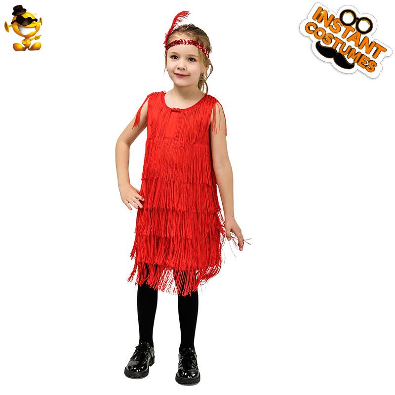 Retro Tassel Skirt Costume for Girls' Latin Dance and Party Performances