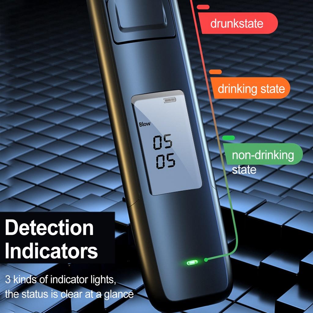 Black/Silver Breath Alcohol Tester Professional with LCD Screen High Accuracy Portable Breathalyzer Digital Alcohol Detector USB Charge