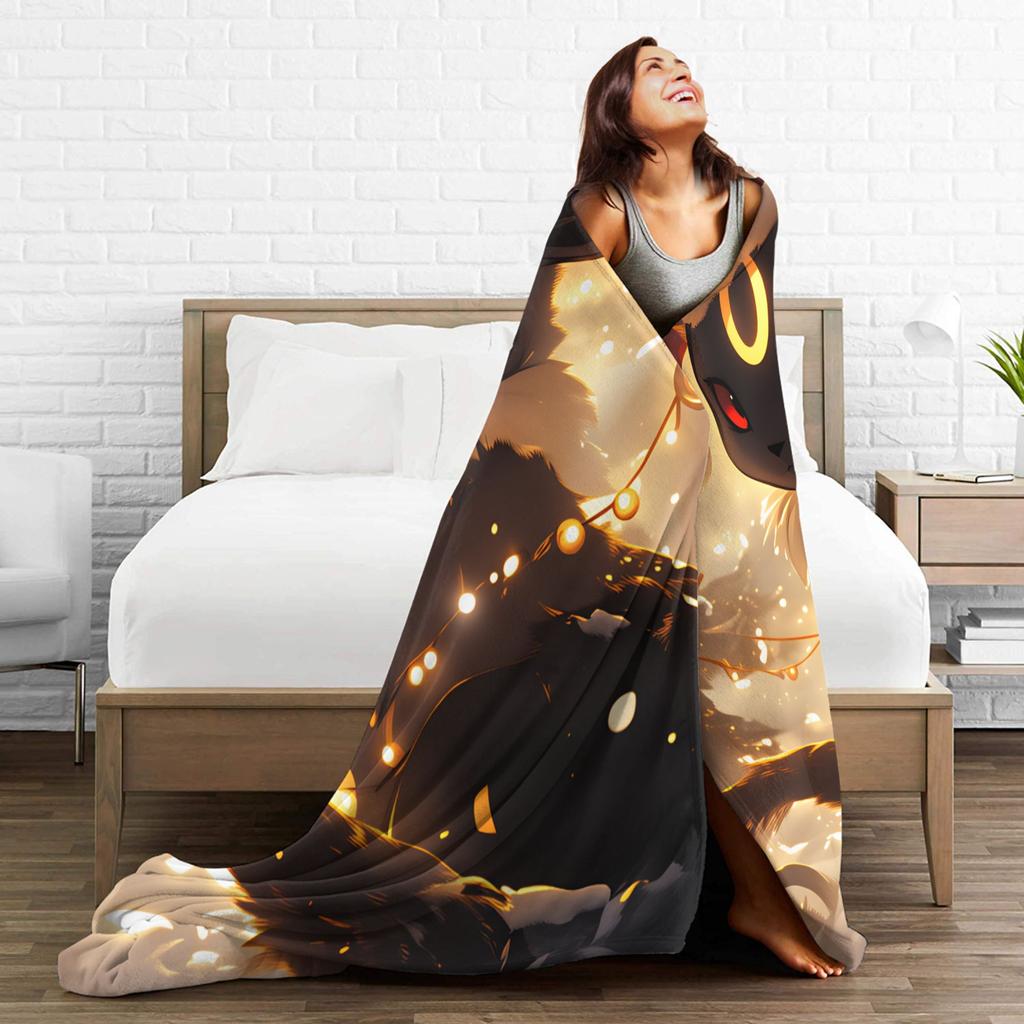 Umbreon Warm Blanket Kids Adult Plush Throw Blanket Novelty Couch Chair Flannel Bedspread Sofa Bed Cover