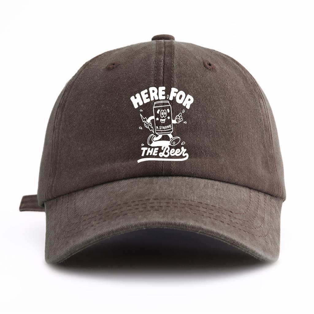 1pc THE BEER Print Washed Baseball Cap for Adults,Minimalist Retro Style Casual Soft Adjustable Dad Hat,Perfect As Gift