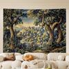 Vintage European Forest Landscape Tapestry Retro Woven Style Nature Scenery Wall Hanging for Living Room Bedroom Home Decor