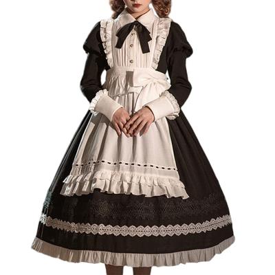 Maid Classical Long Lolita Authentic Halloween Bow Amusement Park Long [Shoki Manufacturing] Outfit, Dress, Style, Dress, Costume, Women's Cosplay,