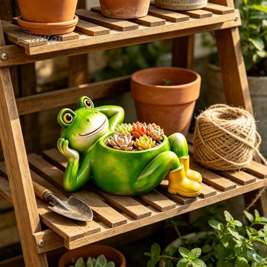 Kleine Vetplant Pot Binnen Schattige Liggende Kikker Plantenbak, Decoratieve Hars Plantenpot, Grappige Plantenbakken voor Planten Container Buiten Bloemen
