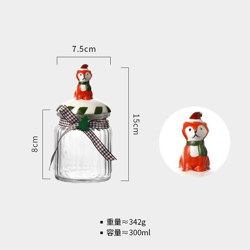 Christmas Style Candy Jar Biscuit Nut Sealed Jar Snack Storage Food Grade Glass Storage Jar