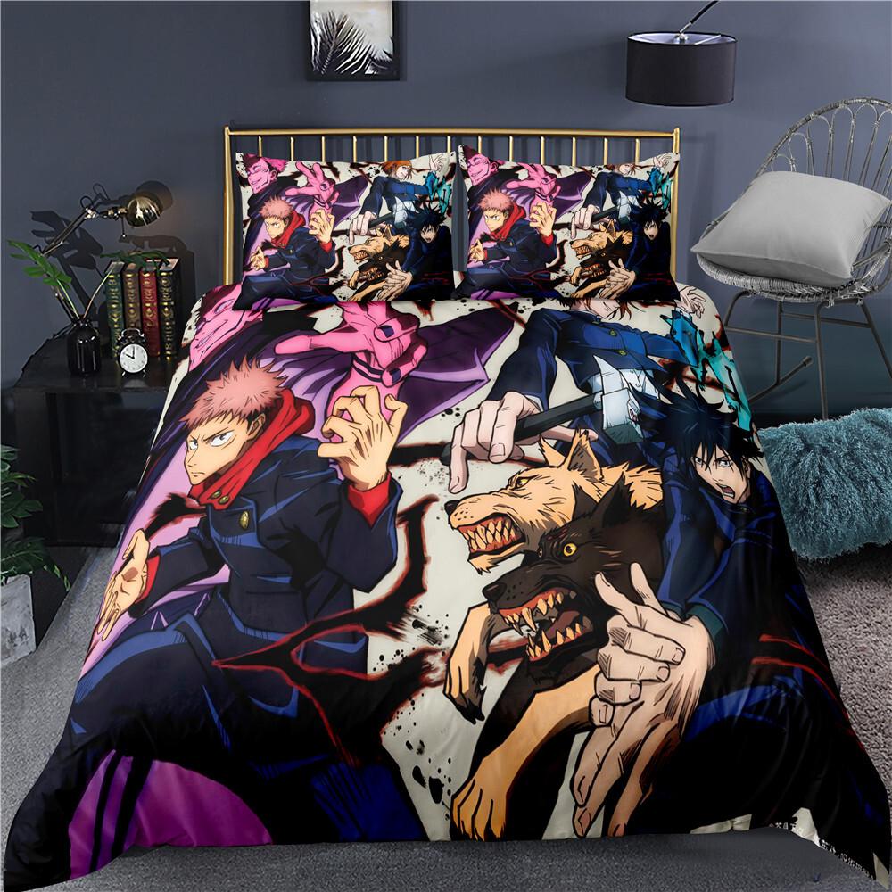 2/3 Pieces Jujutsu Kaisen Bedding Set Japan Anime Duvet Cover Home Custom Luxury Bed Quilt Cover Single Queen Bed Cover Set