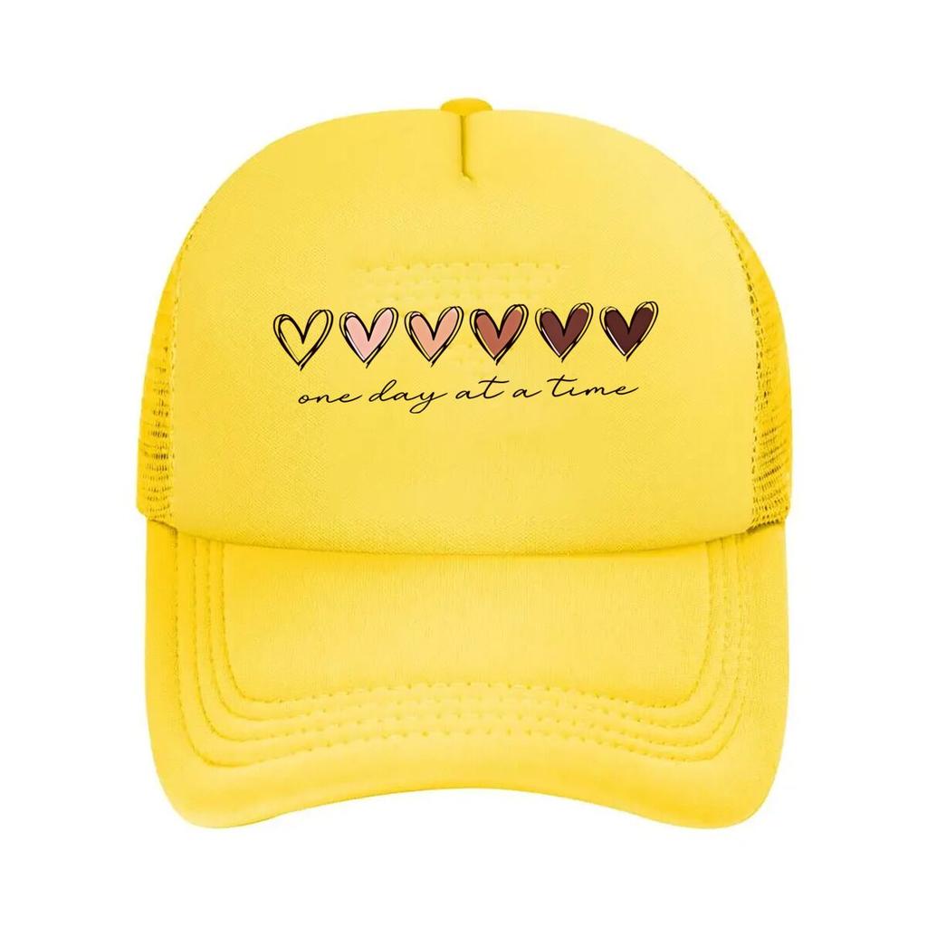 Printed Heart Four Seasons Outdoor Washable Unisex Hat Breathable Adjustable Golf Cap for Women M Mesh Baseball Cap