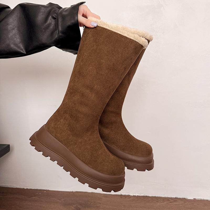 

Winter Chunky Platform Heels Women Snow Boots Keep Warm Height Increase Warm Cotton Long Booties Shoes Zapatos Mujer 35 кавовий