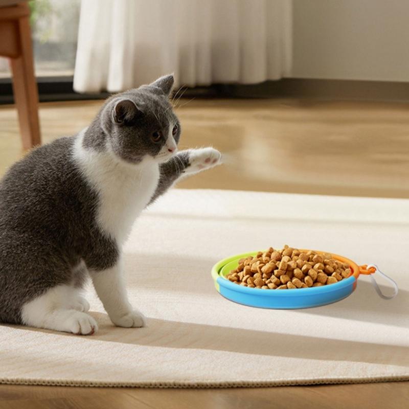 Dog Slow Feeding Bowl Set Silicone Pet Food Bowl Dog Outdoor Travel Water Bowl Foldable Food Feeder Bowl Dog Dish 2pcs