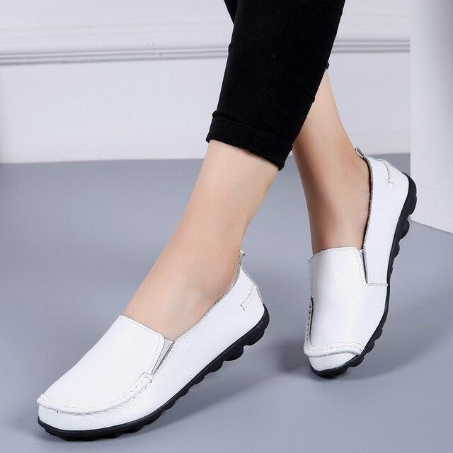 Women Flat Shoes Woman Soft Casual Shoes Leather Flats Ladies Shoes Femme Slip On Loafers Plus Size