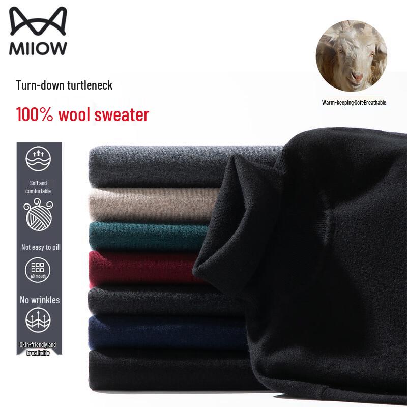 

MiiOW Men s 100% Wool Turtleneck Sweater M