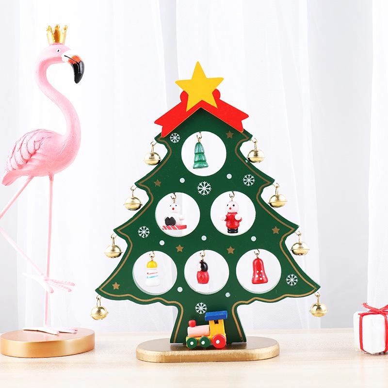 Wooden Christmas Tree Desktop Ornament DIY Mini Christmas Tree Decorations Window Display Ornament Adornos Navideños