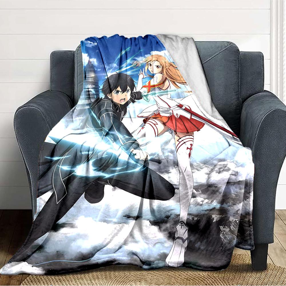 1pc Sword Art Online2 Blanket, Gift, for Men and Women, Soft Blanket, Good for Sofa Bed Couch Travel, Lightweight Flannel Blanket