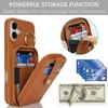 For iPhone 16 Case with Zipper Pouch/Ring Kickstand/Strap Litchi Texture PU + TPU Phone Cover