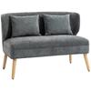 2-Seater Sofa, Small Chenille Sofa with Wingback, Thick Seat, Rubberwood Legs, Grey
