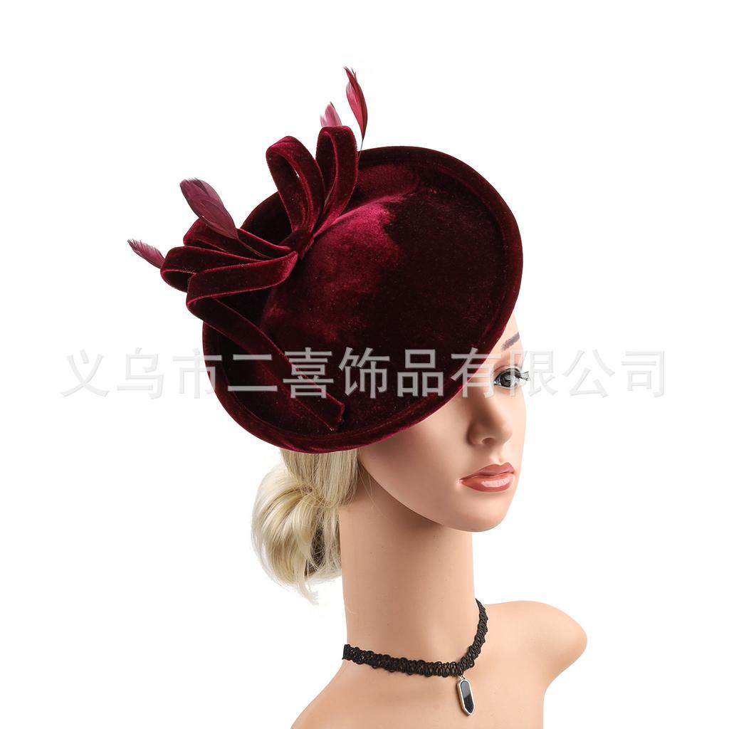 New Hot-selling European and American Exaggerated Top Hat Party Dance Christmas Headgear Velvet Dress Hair Accessories Head Flower