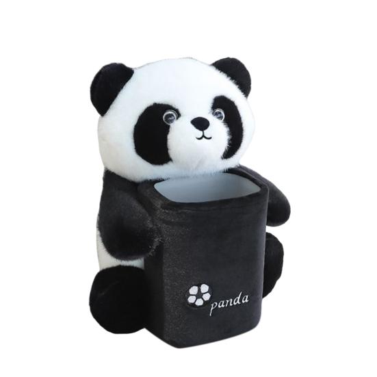 Car Trash Can with Tissue Box Cute Bear Design Plush Doll Waterproof Inner Bucket Car Armrest Organizer Fits Most Center Consoles