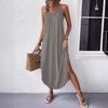 Elegant Sleeveless A Line Dress With Splicing For Casual Travel And Office Wear