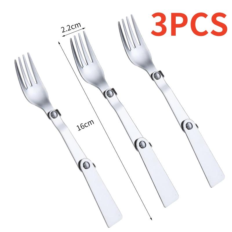 

3PCS 304 Stainless Steel Folding Spoon Creative Gift Tableware Outdoor Portable Three Fold Spoon Fork Travel Folding Spoon