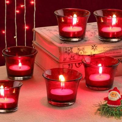 Set of 6 Votive Glass Tealight Candle Holders Glass Votive Christmas Decorations Items for Home Table Decor Restaurant Office Xmas Gifts