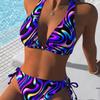 1011 Bikini Sexy Women Split European and American Swimsuit Lace-up Print