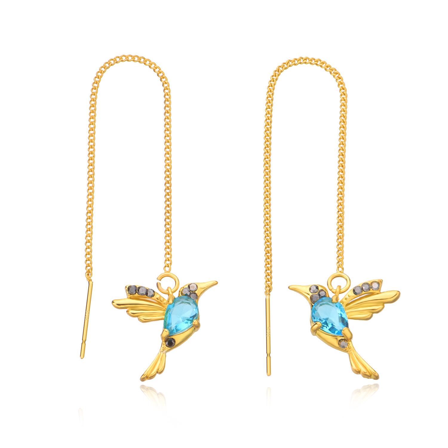 

Accessories, Vintage Pop Spreading Bird Earrings, Fashion Exaggerated Animal Geometric Earrings синій