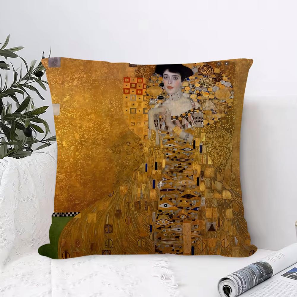 Gustav Klimt Oil Painting Pillow Case Ultra Soft Skin Friendly Fabric Cloud Like Comfort & Concealed Zipper
