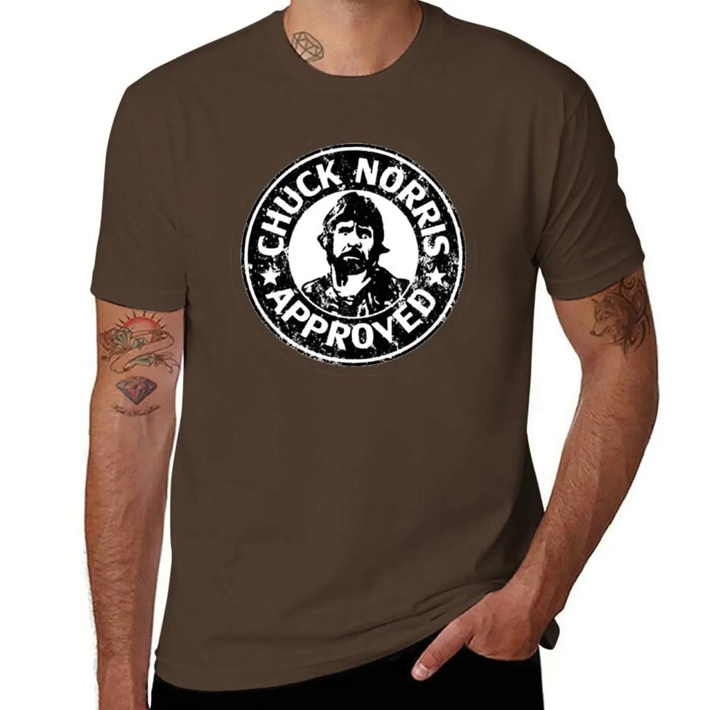 T-shirt Approvata da Chuck Norris magliette nere vestiti kawaii uomo magliette bianche