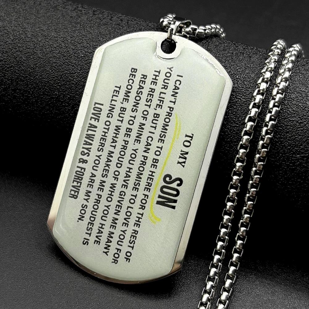 To My Son I Love You Pendant Necklace Stainless Steel Dog Tag Letters Chain Necklaces Gift Jewelry Love Dad Inspiration Kids