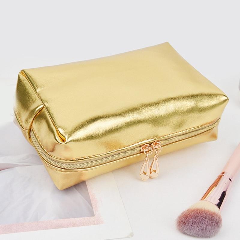 Handheld PU Leather Makeup Bag Versatile Make Up Pouch Cosmetic Travel Organizer