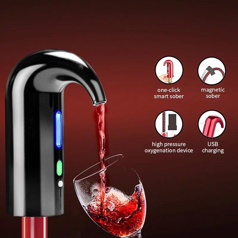 Electric Wine Aerator One Touch Quick Aerating Awakening Wine Decanter Dispenser Pump Automatic USB Rechargeable Wine Pourer