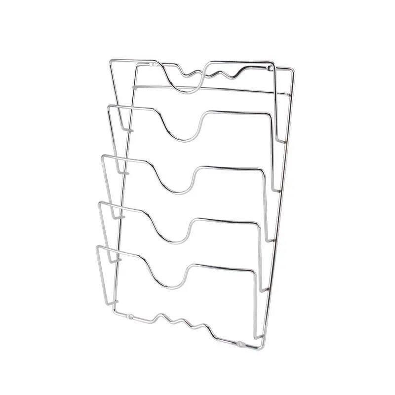 Wall-Mounted Kitchen Organizer 5-Tier Space Saving Pot Lid Cutting Board Holder Durable Metal Shelf For Utensils Spices Storage Rack