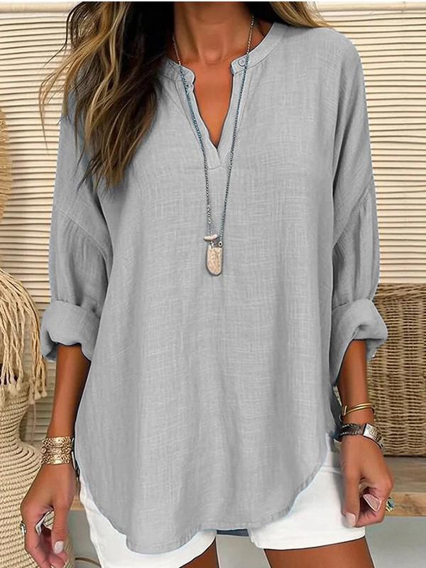 

2025 European Fashion Pleated Button Long Sleeve Solid Top Women s Loose Pure Cotton Shirt S серый