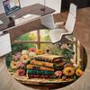 1PC flowers books Office Round Area Rug, Under Office Chairs Bedroom Living Room Home Decor, Carpet for Office -1110042