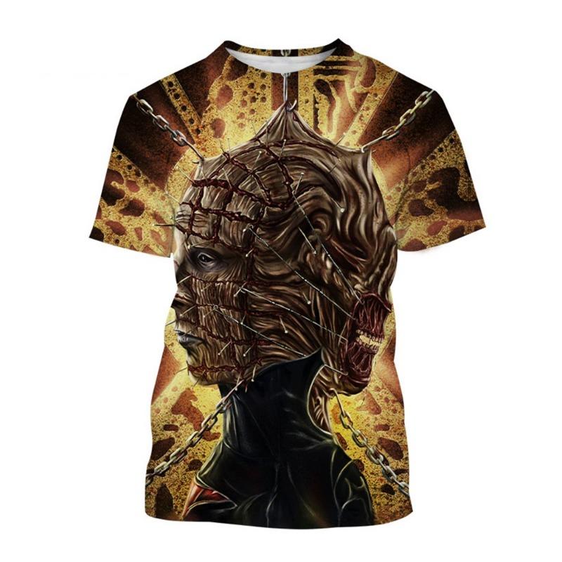 Summer fashion trend creative 3D printing printed horror movie hip-hop casual comfortable printed short sleeved shirt