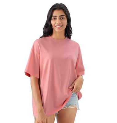 Kortärmade rundhalsade bomulls-oversize-t-shirts för damer och flickor