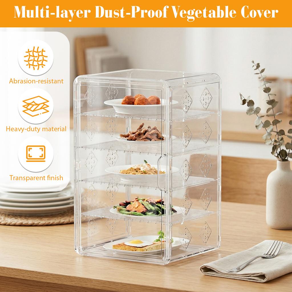 Clear Plastic Bread Storage Container with Magnetic Door Counter Display 16.93 X 10.63 X 9.45Inch for Bakery Cookies Donuts