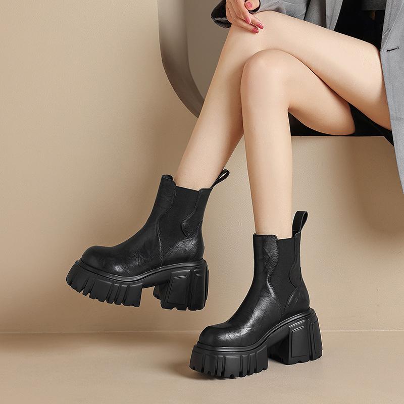 

Увеличивающие рост короткие ботинки для женщин выглядят стройнящими 2025 осень и зима новые удобные ботинки-сигареты на толстой подошве британская мода толстая подошва Марти 39