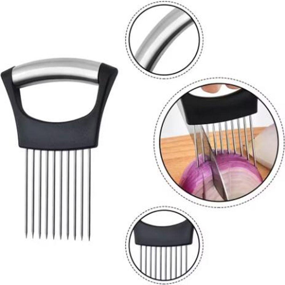 Full Grip Handle Onion Cutter Holder Black Vegetables Cutting Fork Kitchen Gadgets