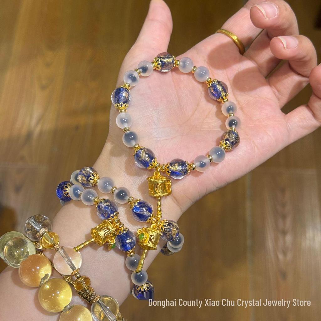 White Sugar Heart Agate Bracelet with Incense Ash Glaze - Fashion Niche Chain, Temple Scenic Area Night Market Bestseller