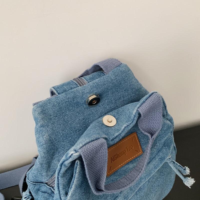 Stor Kapacitet Denim Ryggsäck Multifunktionell Bröstväska Dam Axel Crossbody Väska